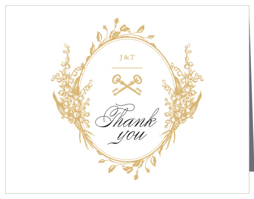 Send thank you cards as elegant as your wedding invitation with the Antique Chic Foil Thank You Cards from the Love Vs Design Collection at Basic Invite.