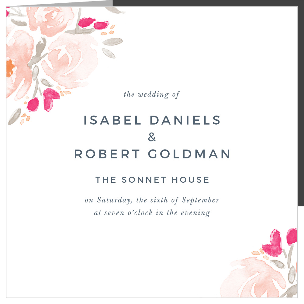 Watercolor Bouquet Storybook Wedding Invitations