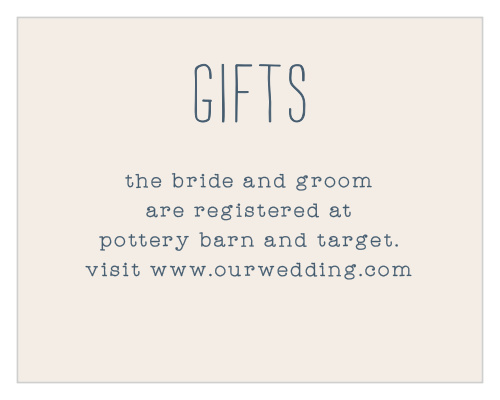 The Cross Stitched Registry Cards are small enclosure cards with a warm, homey style. 