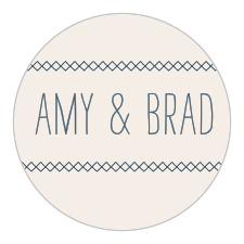 Homespun details frame your names on the Cross Stitched Stickers from the Love Vs Design Collection at Basic Invite.