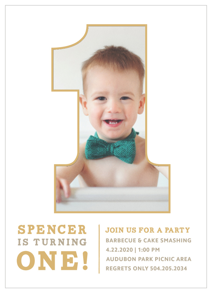 Simply One Foil First Birthday Invitations