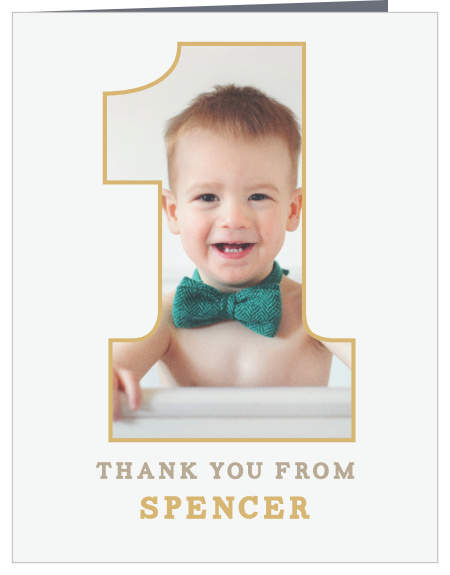 Send your appreciation to your loved ones with the Simply One Foil Children's Birthday Party Thank You Cards.