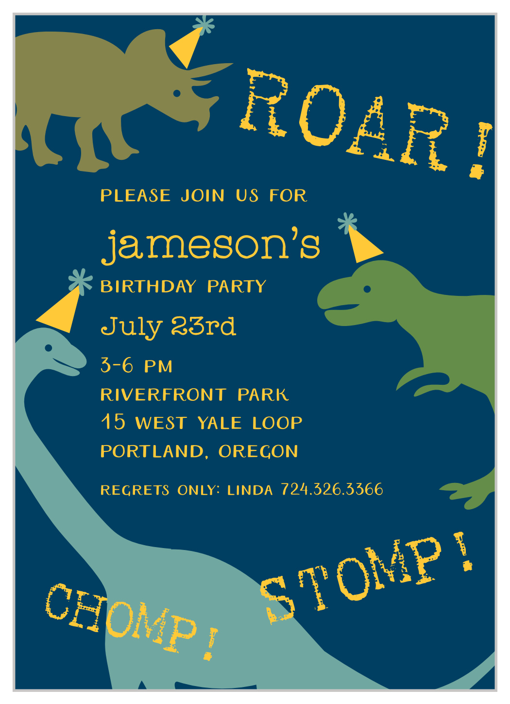Dynamic Dinos Children's Birthday Invitations