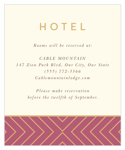 Let out-of-town family and friends know where you have booked at block of rooms with our Geometric Perfection Accommodation Cards.