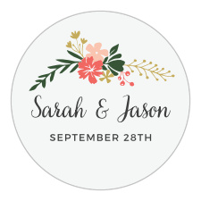 Bright flowers adorn the top of the Garden Party Wedding Stickers.