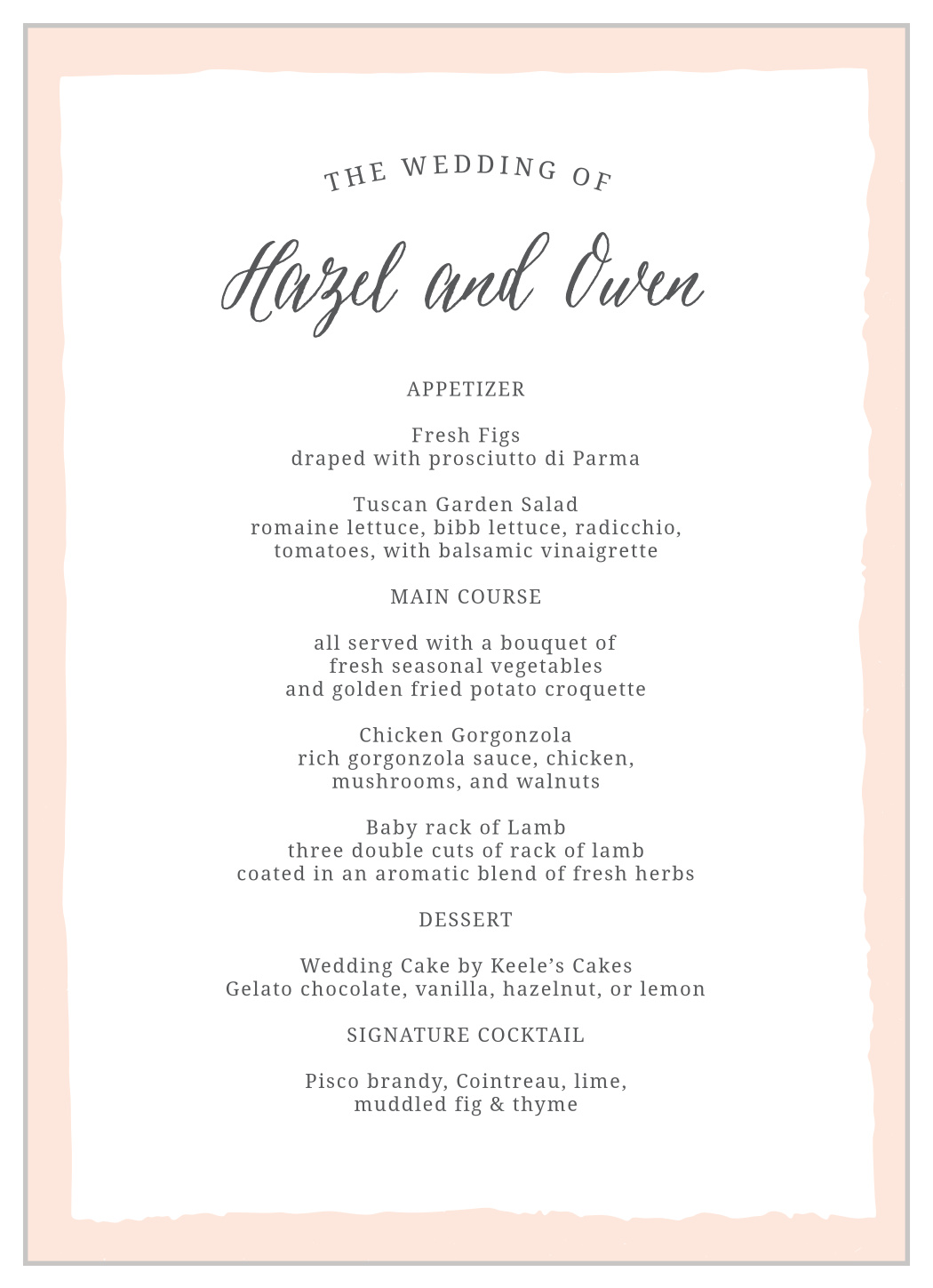 Painted Border Wedding Menus by Basic Invite