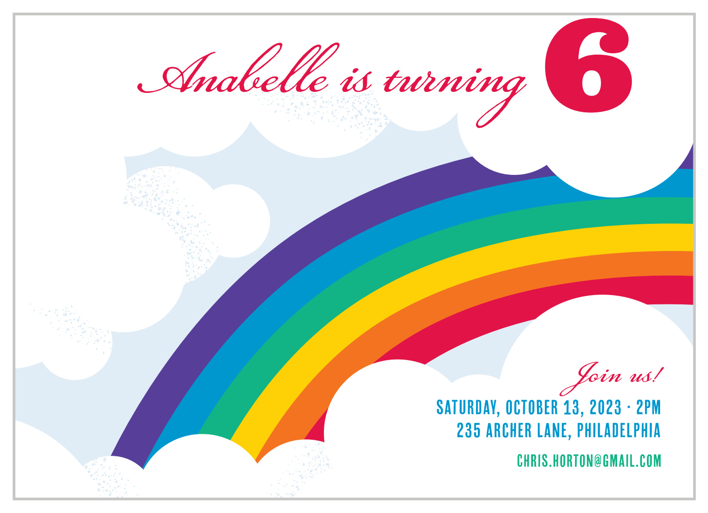 Radiant Rainbow Children's Birthday Invitations