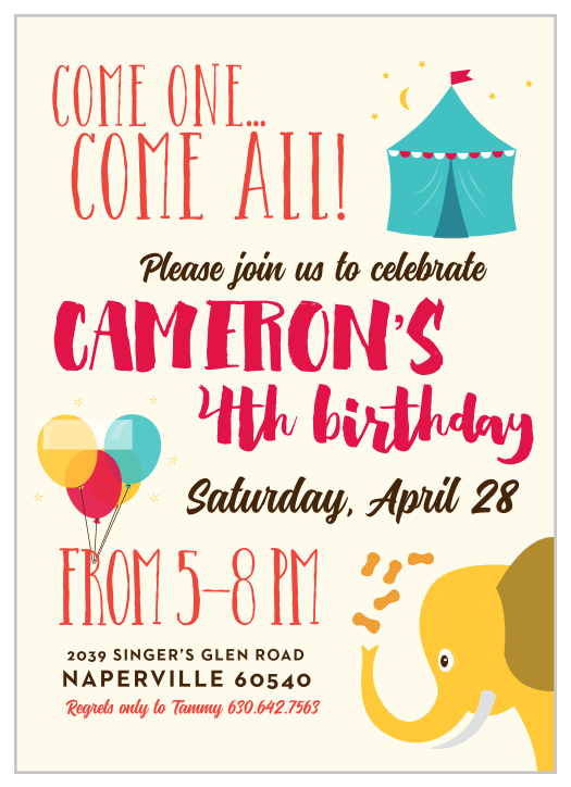 Come One, Come All, and see the amazing Silly Circus Children's Birthday Party Invitations!