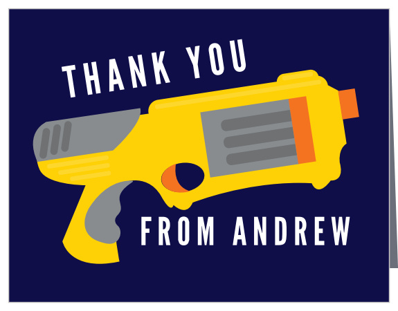 Thank your friends for the epic dart gun battle with the Dart Battle Children's Birthday Thank You Cards.
