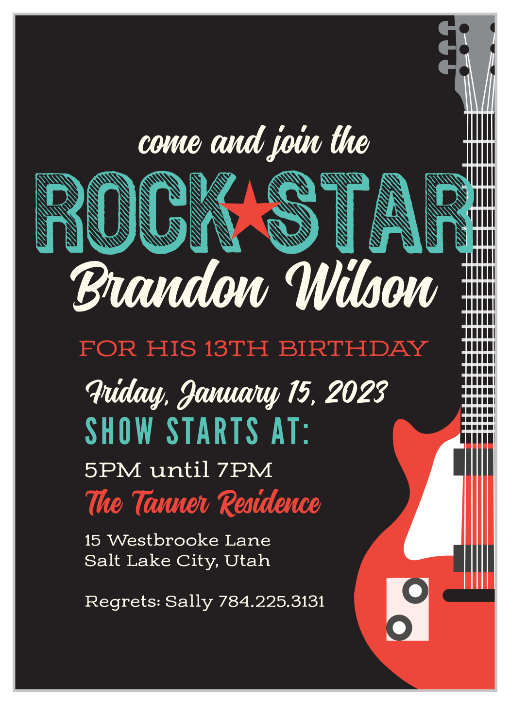 Rock Star Children's Birthday Invitations
