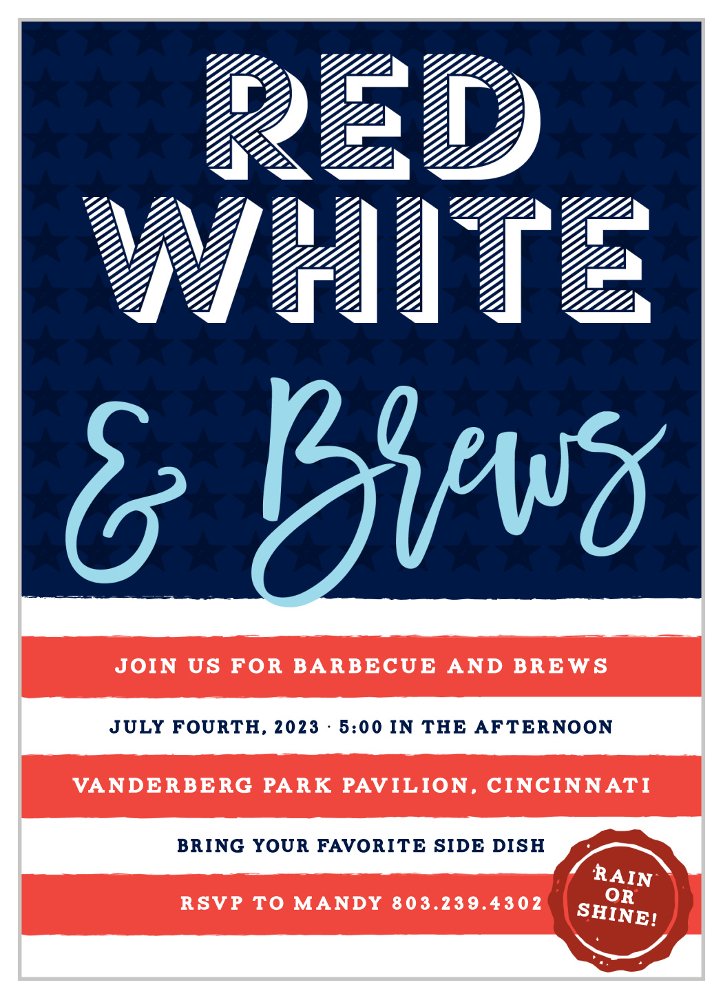 Red White & Brews Party Invitations