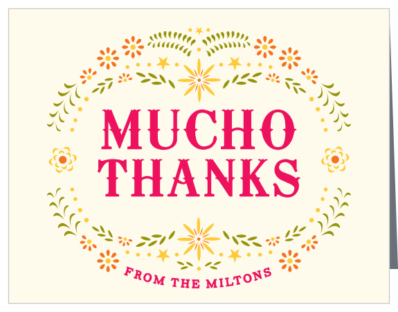 Folk-art style florals surround your thanks on the Cinco Celebration Party Thank You Cards.