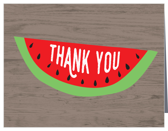 A juicy piece of watermelon conveys your gratitude on the Mouthwatering Melon Thank You Cards.