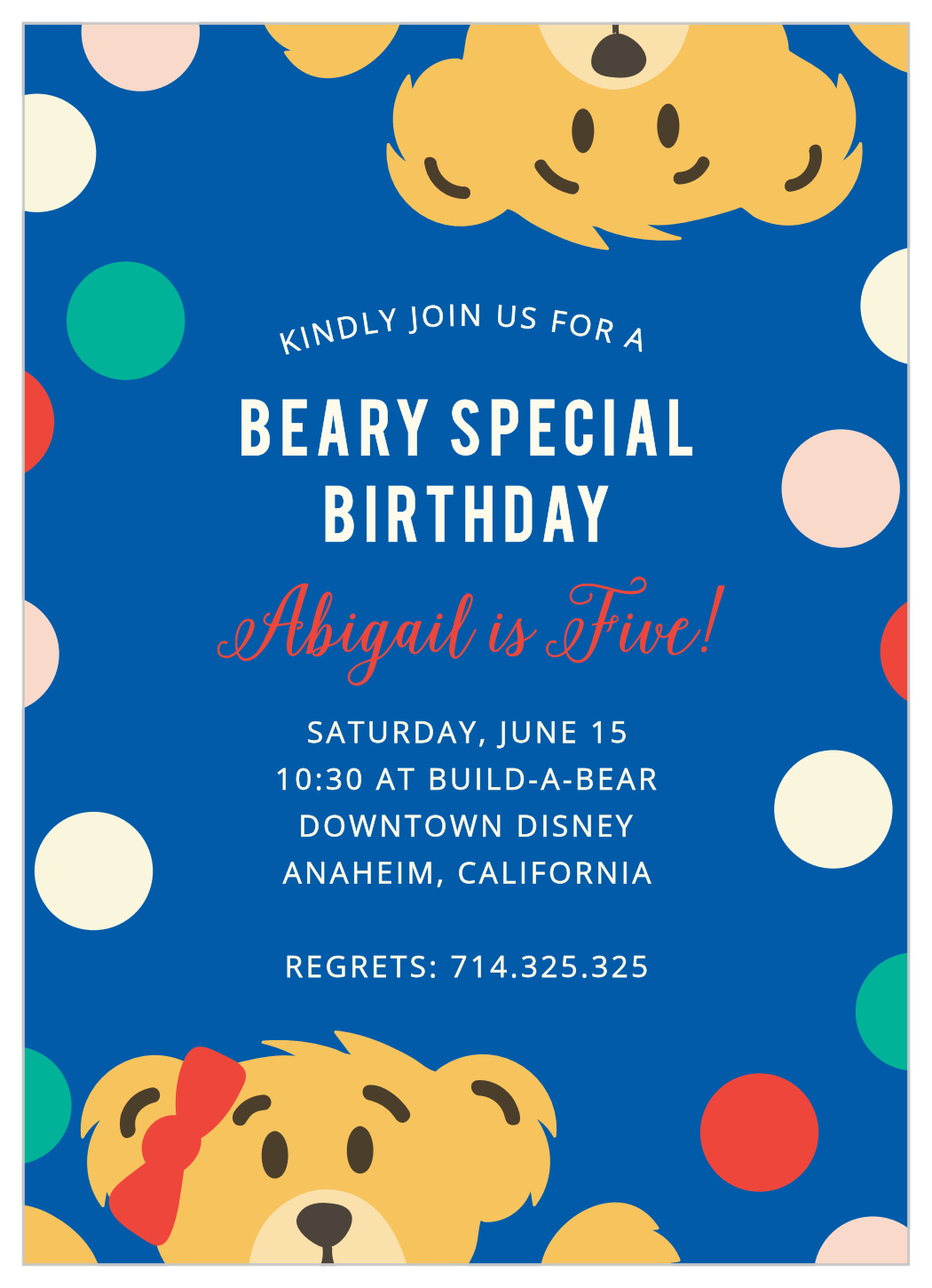 Teddy Bear Children's Birthday Invitations