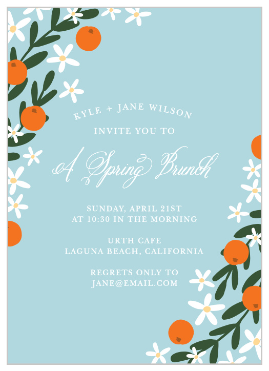 Cheerful florals line the sides of the Springtime Luncheon Party Invitation.