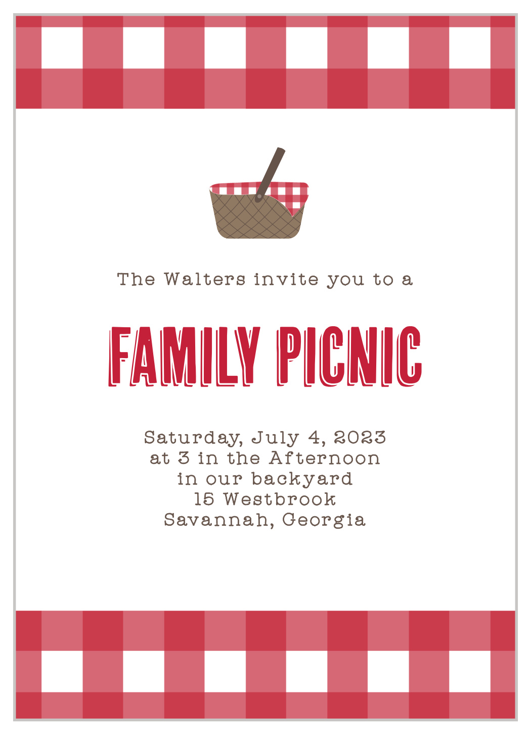 Family Picnic Party Invitations