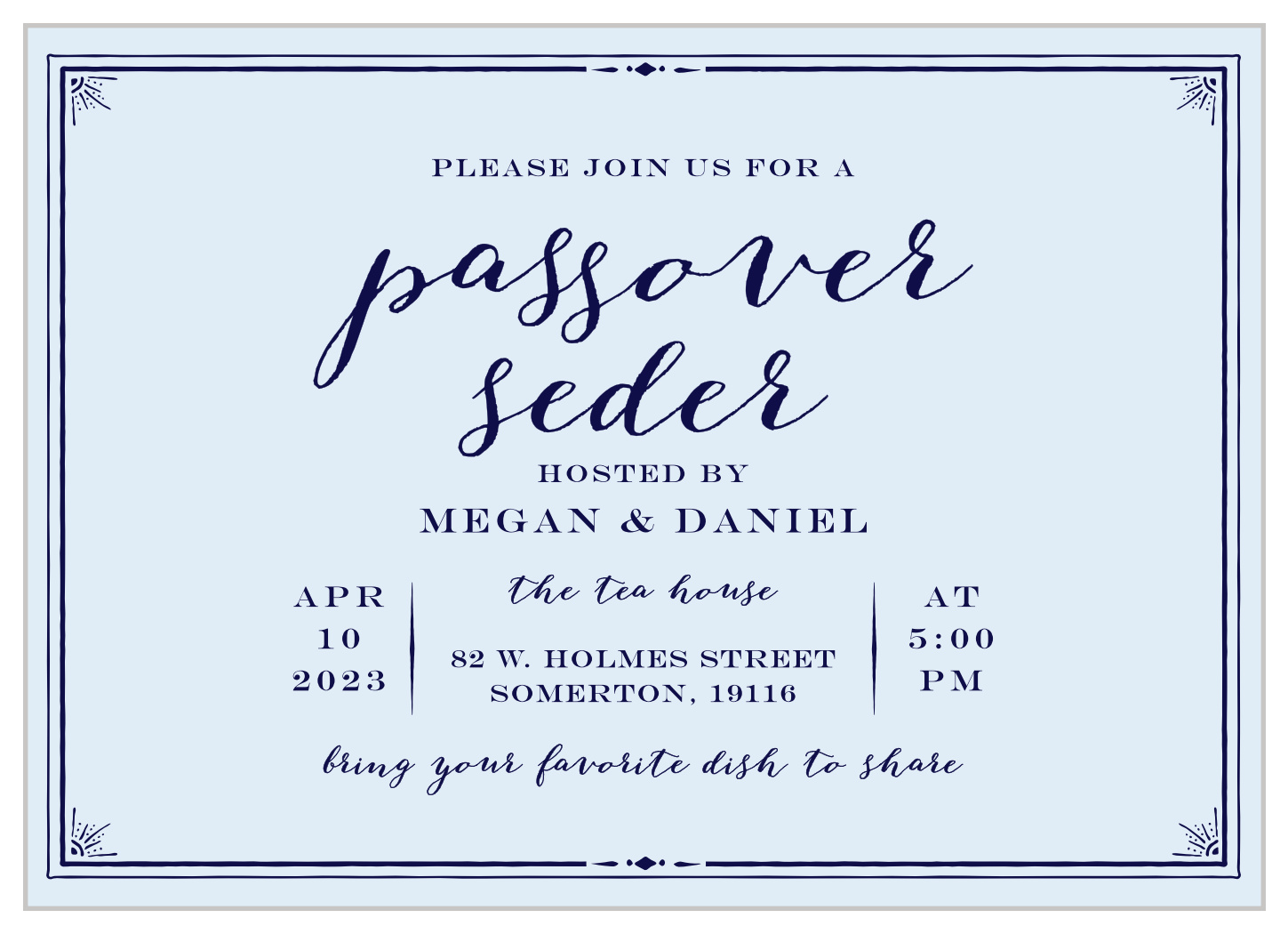 Formal Seder Passover Invitations