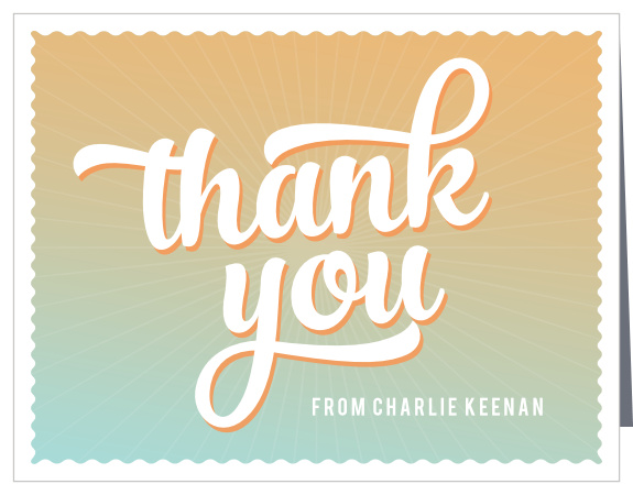 Sun rays burst on the Sunset Beach Thank You Cards.