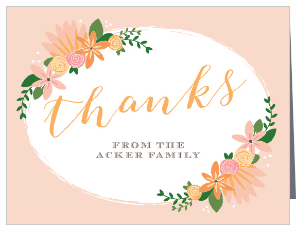 Frame your gratitude with the festive flowers of the Easter Florals Holiday Party Thank You Cards. 