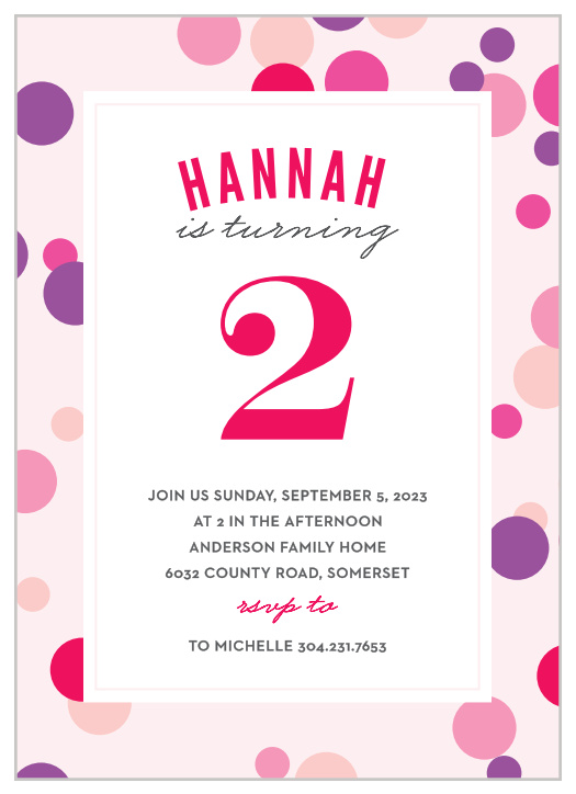 Share your special day by inviting guests with the Dotty Frame Girl Children's Birthday Party Invitations!