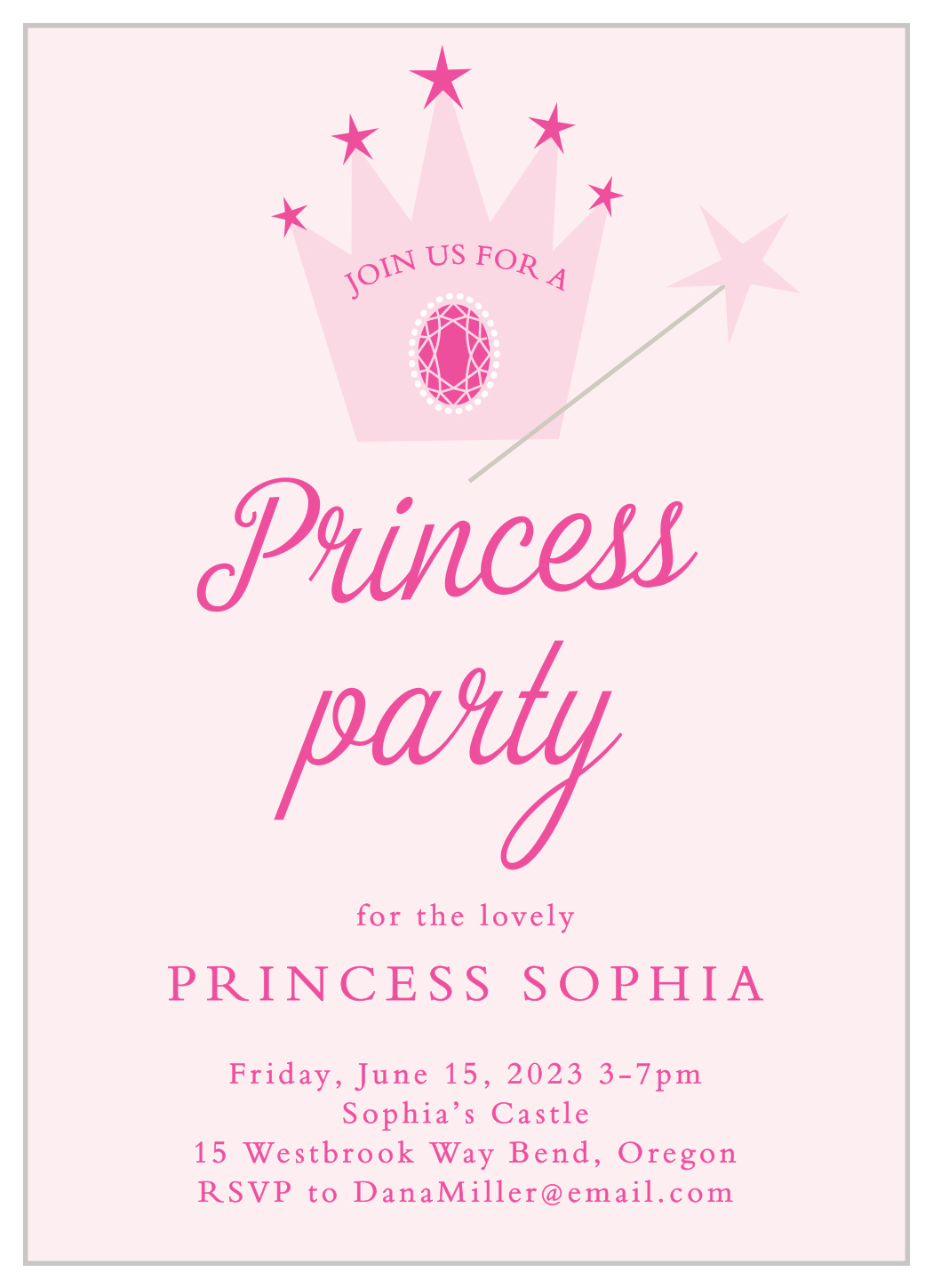 Pretty Princess Children's Birthday Invitations