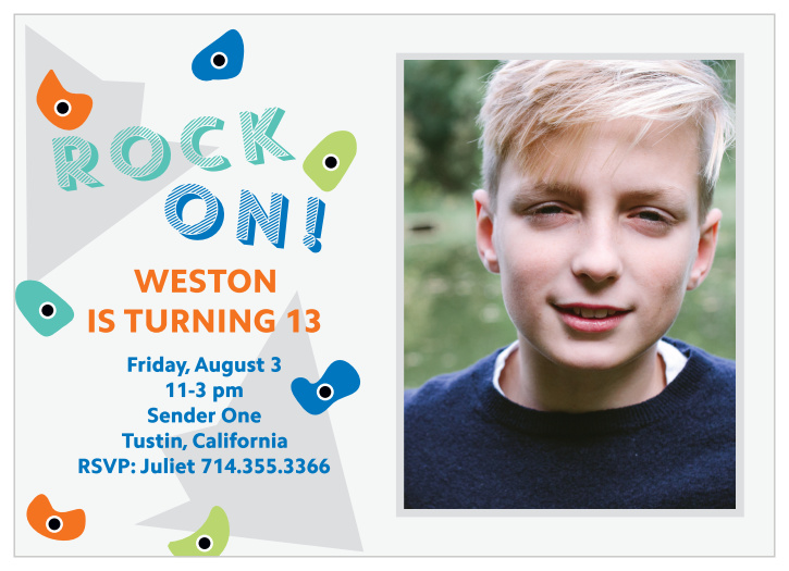 The Crag Climber Photo Children's Birthday Party Invitations are an exciting way to announce to your guests your rockin' party.