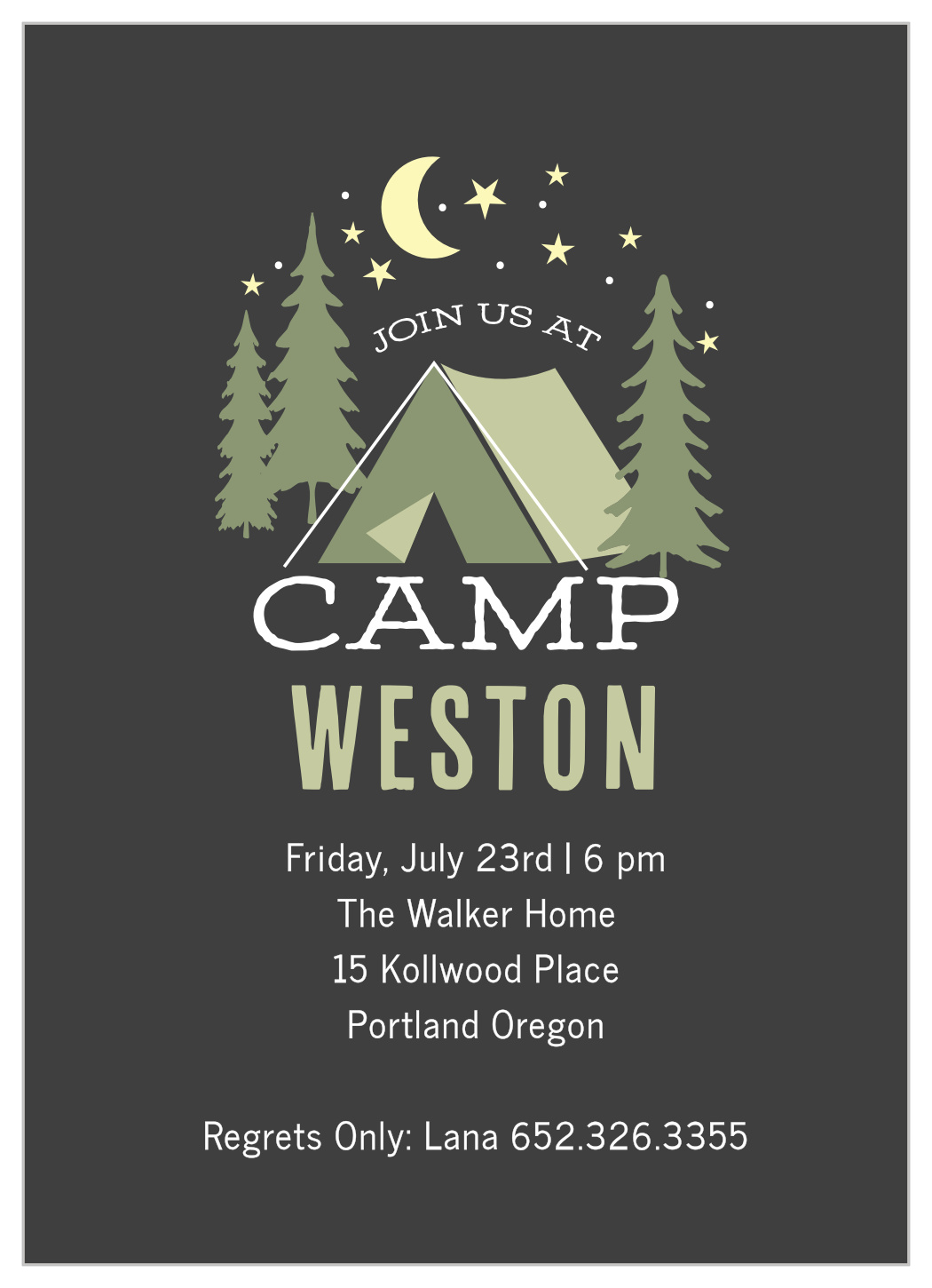 Cascades Camping Children's Birthday Invitations