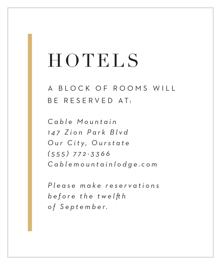 Classic Sophistication Accommodation Cards