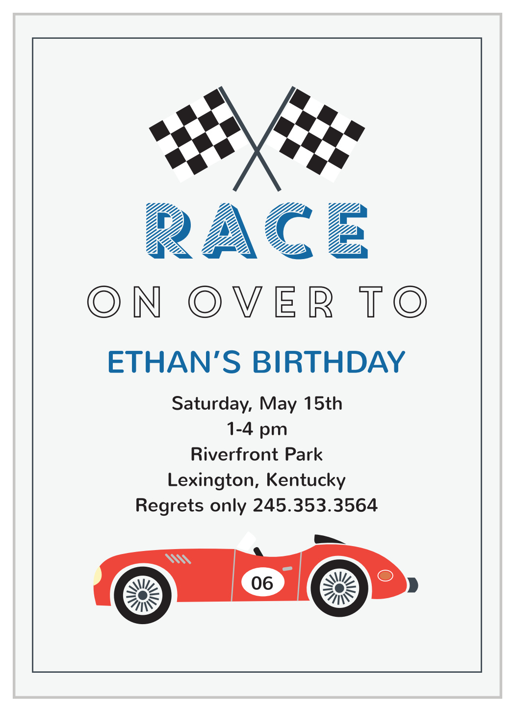 Raucous Raceway Children's Birthday Invitations