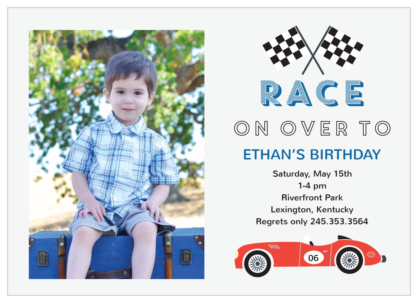 Raucous Raceway Photo Children's Birthday Invitations