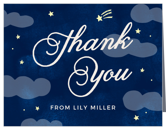 Create a gorgeous match to your party invites with the Sleep Under Thank You Cards.