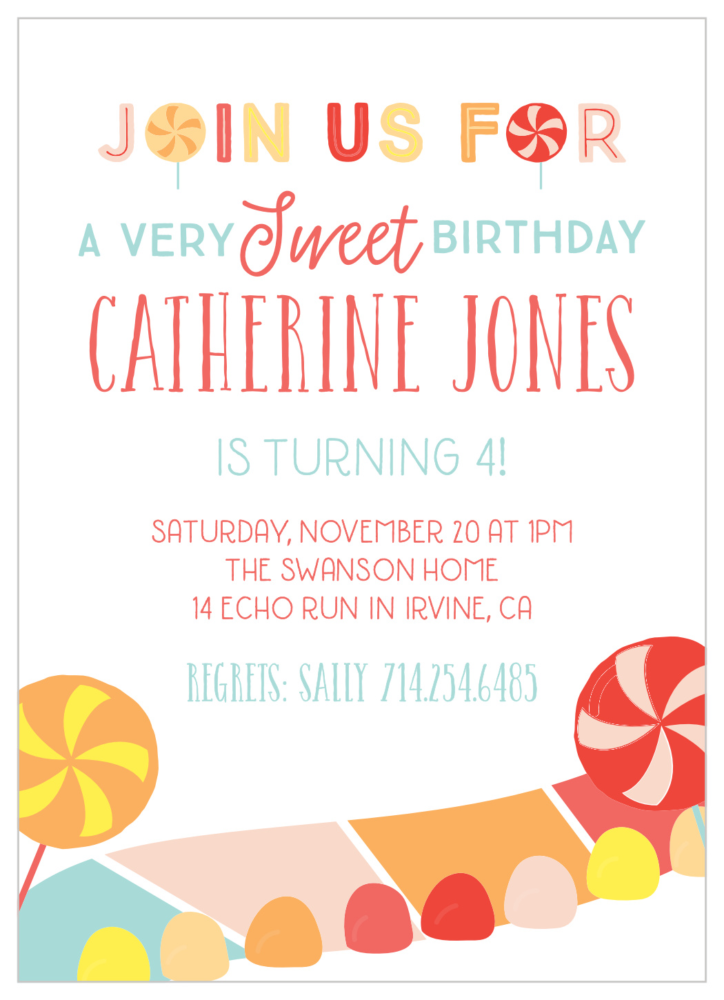 Candy Land Children's Birthday Invitations