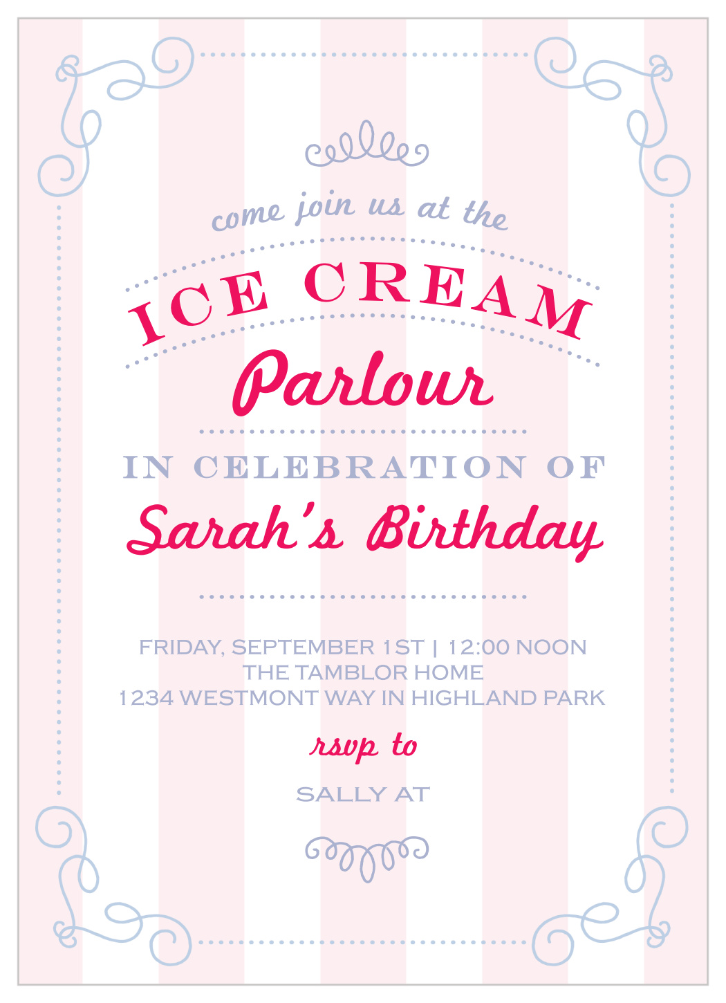 Ice Cream Parlor Children's Birthday Invitations