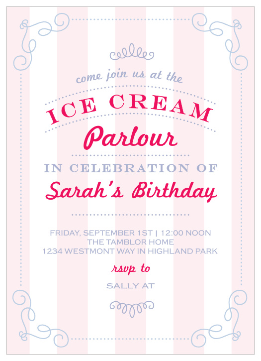 Show your guests how delicious your party will be with the Ice Cream Parlor Children's Birthday Party Invitation!