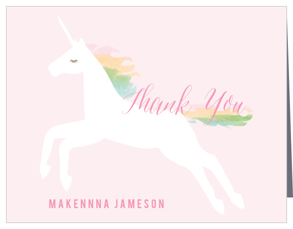 Share your gratitude with the magic of the Rainbow Pony Thank You Cards.