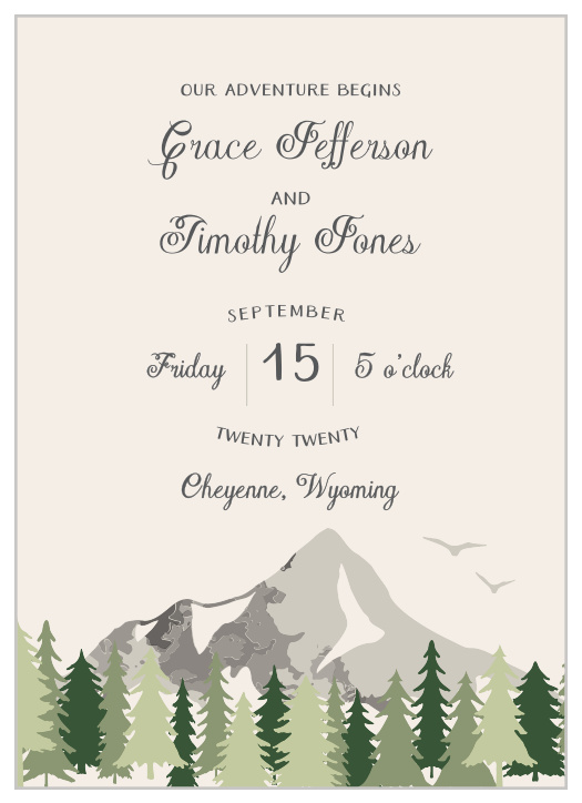 Invite friends and family to celebrate your love with the Forest Escape Wedding Invitations.