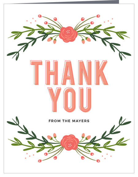 Frame your gratitude with the cheery florals of the Botanical Brunch Party Thank You Cards.