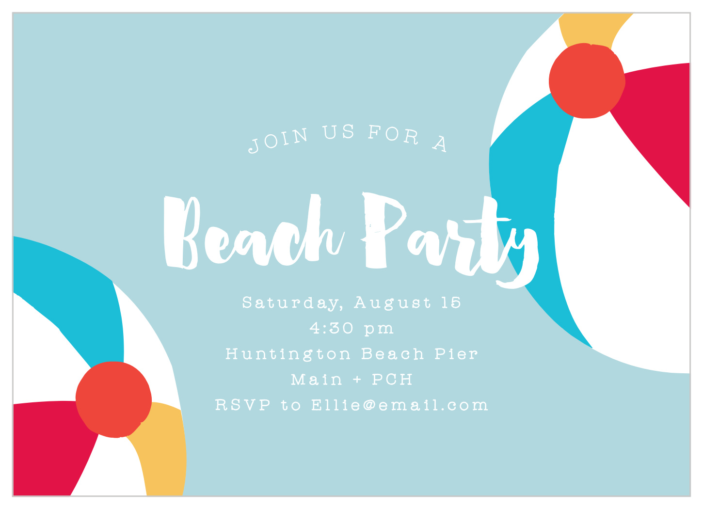 Beach Ball Bash Children's Birthday Invitations