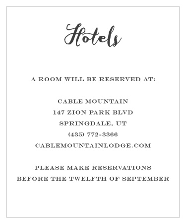 Help your guests find the best local hotel with Chalkboard Frame Accommodation Cards.
