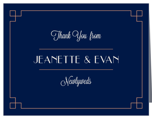 Frame your gratitude with the art deco styling of the Coney Island Thank You Cards.