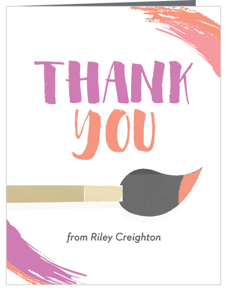 Send your gratitude with a swoosh of color using the Playful Palette Children's Birthday Party Thank You cards.