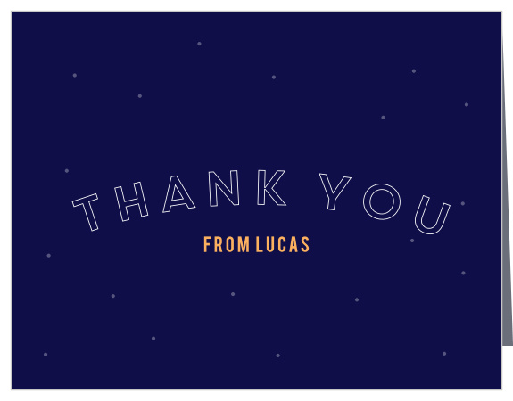 The Camp Out Thank You Card is a cute camping-themed design, features an outdoor tent, trees, cabin and the night sky.