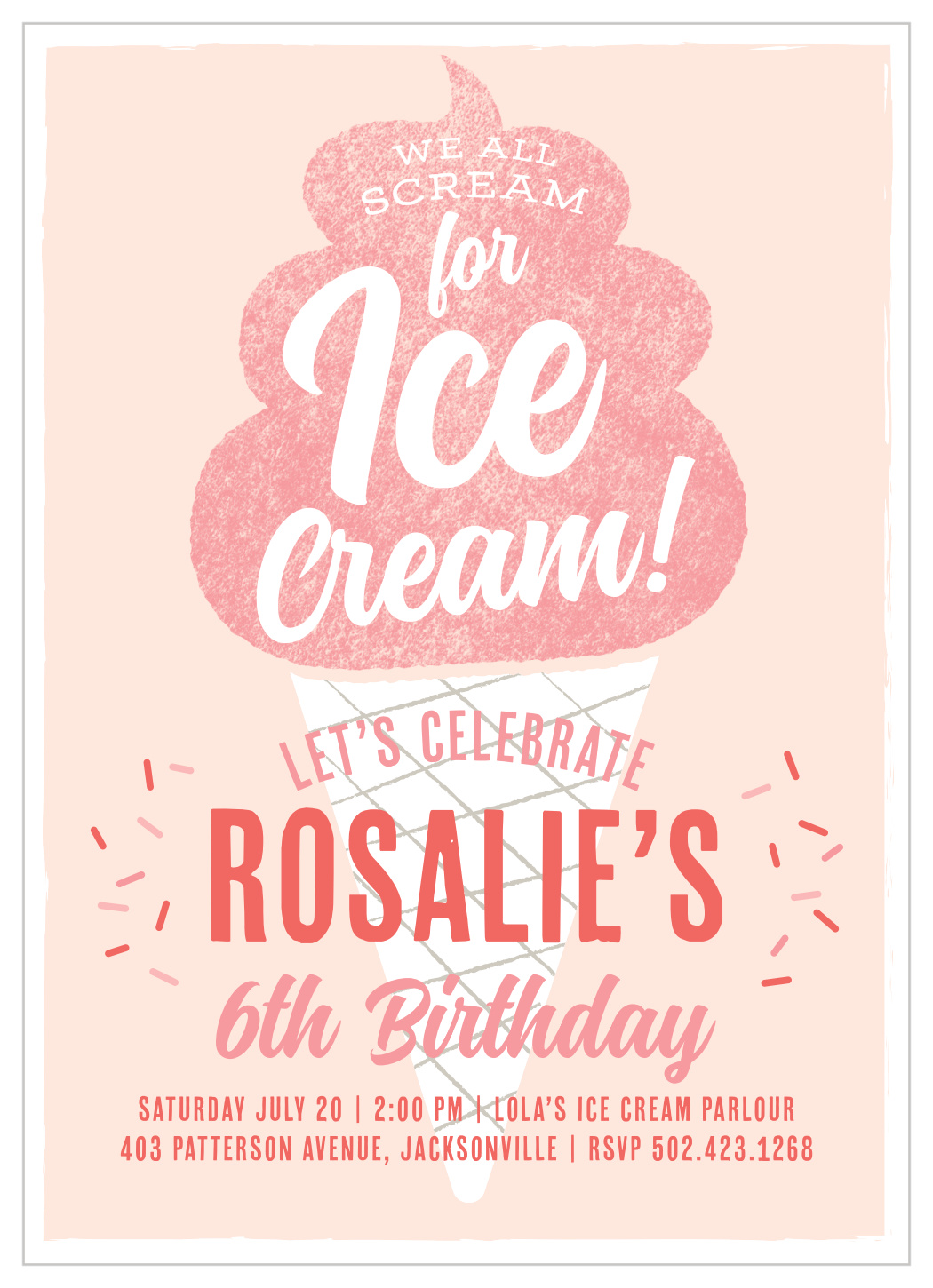 Scream for Ice Cream Children's Birthday Invitations