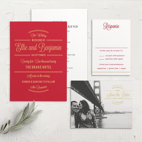 Rhapsody in Red Foil Wedding Invitations