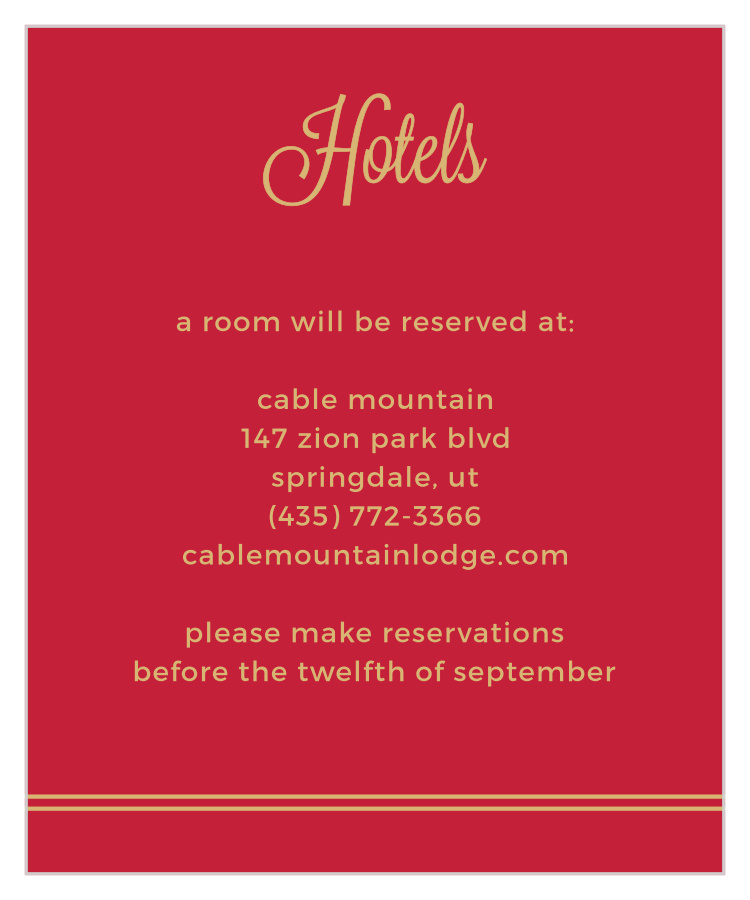 Rhapsody in Red Foil Accommodation Cards