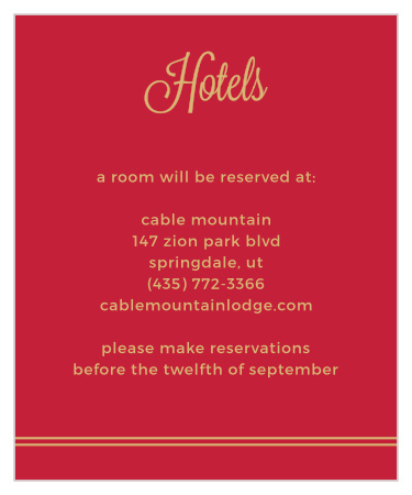 The Rhapsody in Red Foil Accommodation Cards are as enchanting as a song.