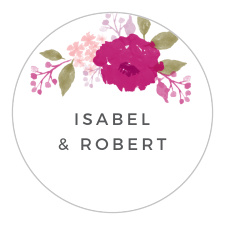 Soft flowers accent your names on the Watercolor Wreath Stickers.