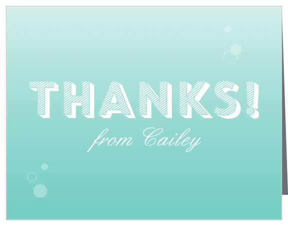 Bubbles float up on the Magical Mermaid Party Thank You Cards.
