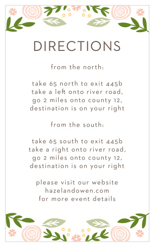 The Gardens Abound Direction Cards are perfect for detailing driving directions.