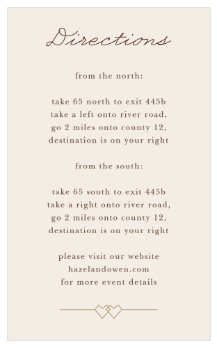 The Linked Hearts Direction Cards are tall enclosure cards where you include driving directions to your wedding venue.